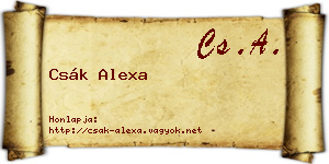 Csák Alexa névjegykártya